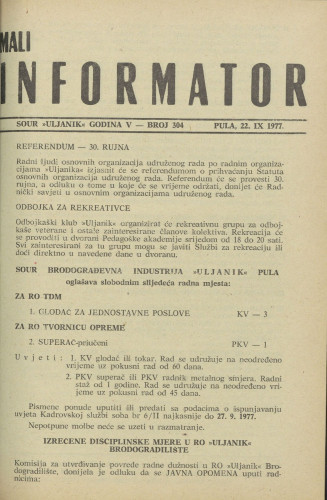 Mali informator, 1977/304