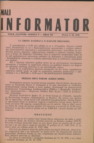 Mali informator, 1978/383