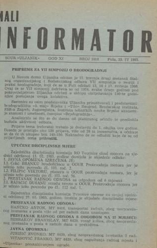 Mali informator, 1985/1016 - dupli broj - obrisati