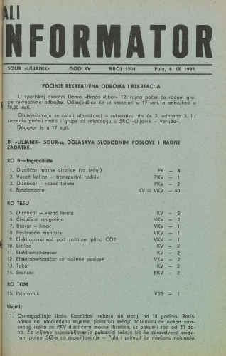 Mali informator, 1989/1504