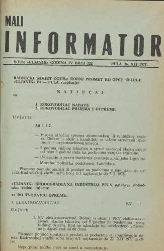 Mali informator, 1977/322