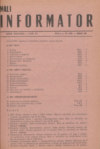Mali informator, 1976/194