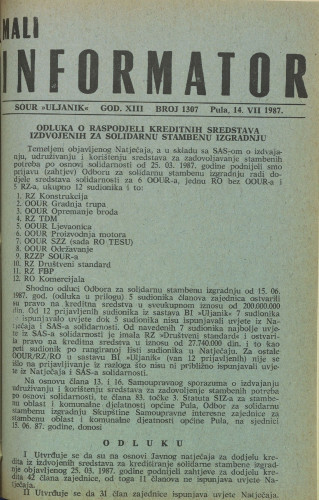 Mali informator, 1987/1307