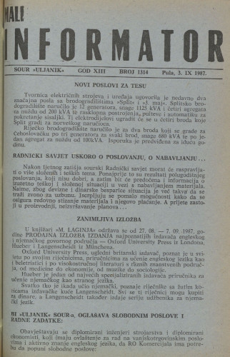 Mali informator, 1987/1314