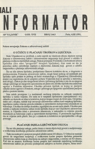 Mali informator, 1991/1663