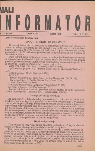Mali informator, 1991/1668