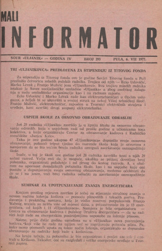 Mali informator, 1977/293