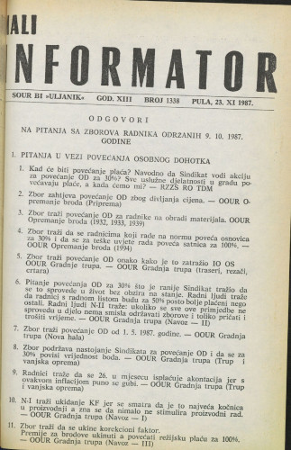 Mali informator, 1987/1338