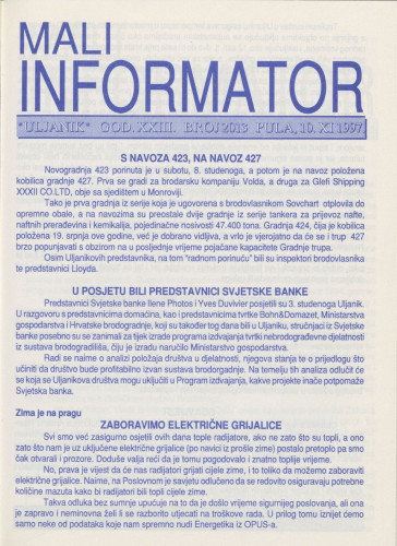 Mali informator, 1997/2013
