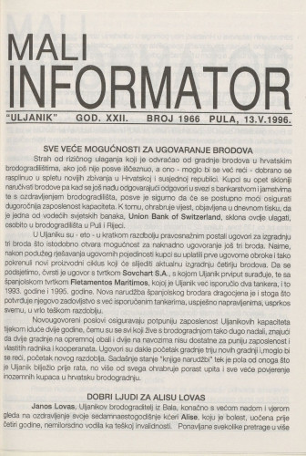 Mali informator, 1996/1966