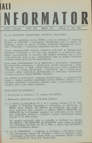 Mali informator, 1986/1218