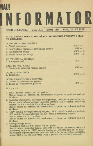Mali informator, 1986/1214