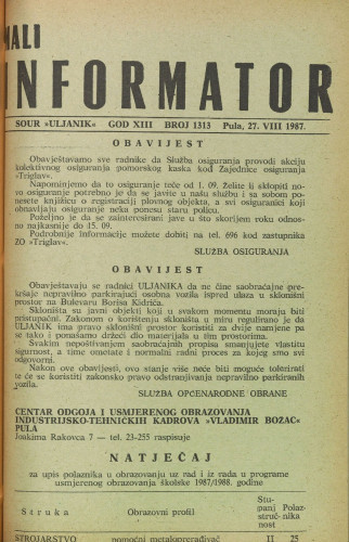 Mali informator, 1987/1313
