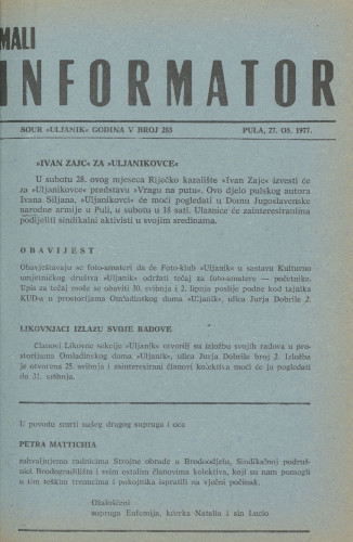 Mali informator, 1977/283