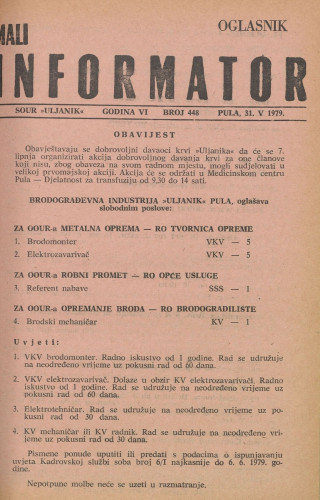 Mali informator, 1979/448