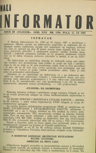 Mali informator, 1987/1294
