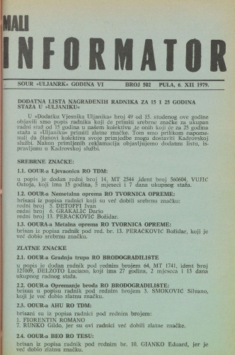 Mali informator, 1979/502