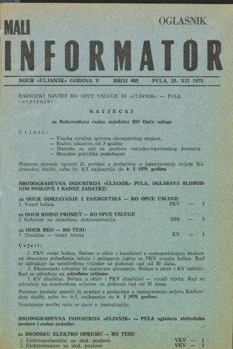 Mali informator, 1978/405