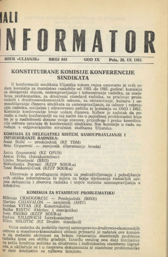 Mali informator, 1983/843- dupli broj