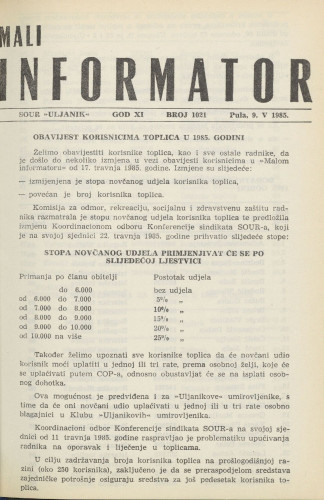 Mali informator, 1985/1021