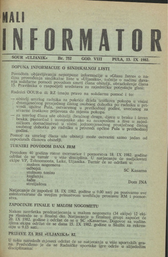 Mali informator, 1982/752