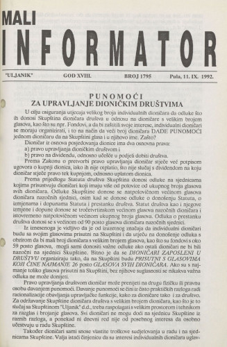 Mali informator, 1992/1795