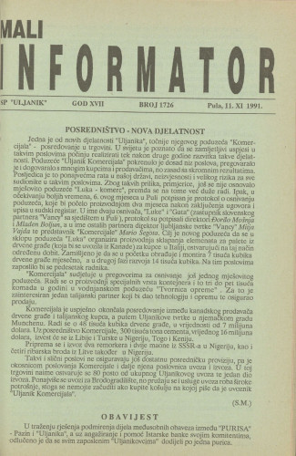 Mali informator, 1991/1726