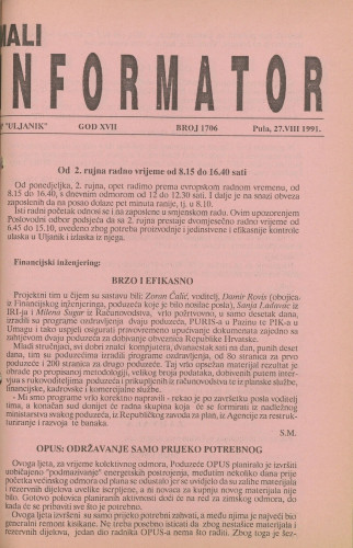 Mali informator, 1991/1706