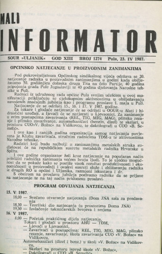 Mali informator, 1987/1274