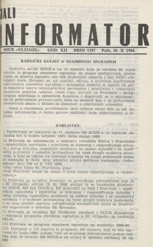 Mali informator, 1986/1197