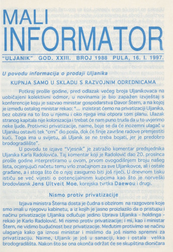 Mali informator, 1997/1988