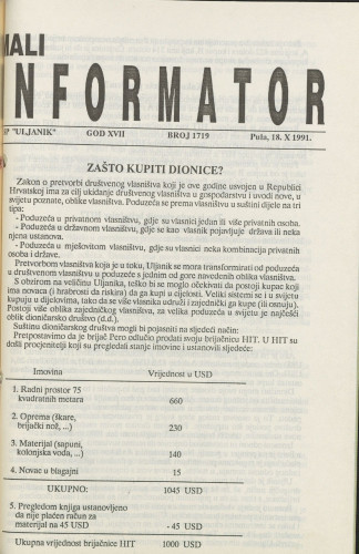 Mali informator, 1991/1719