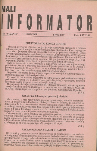 Mali informator, 1991/1709