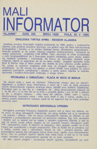Mali informator, 1995/1929
