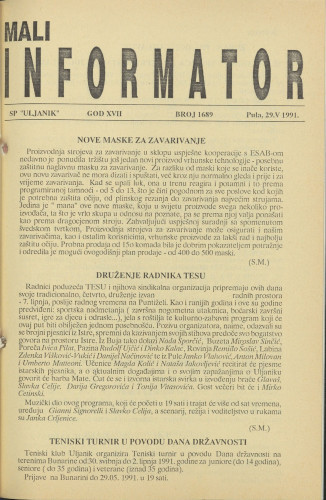 Mali informator, 1991/1689