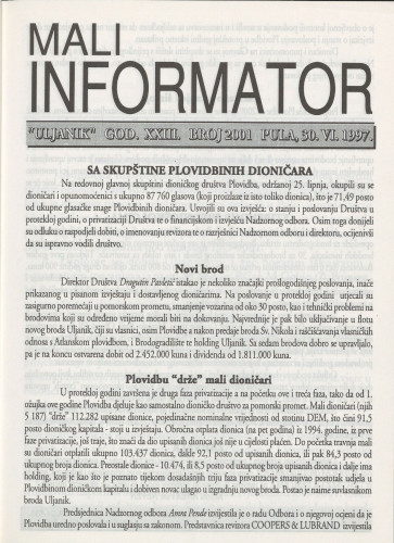 Mali informator, 1997/2001