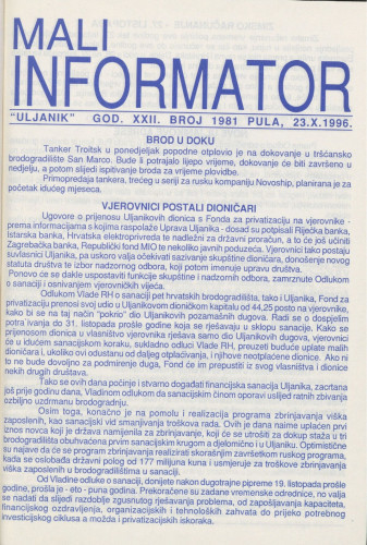 Mali informator, 1996/1981