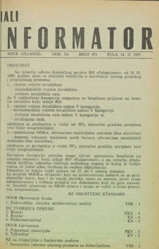 Mali informator, 1985/993