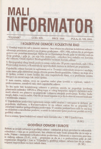 Mali informator, 1993/1848