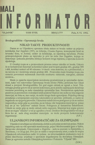 Mali informator, 1992/1777
