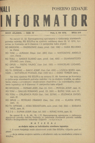 Mali informator, 1976/219
