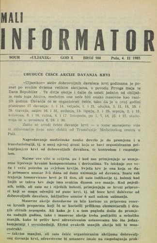 Mali informator, 1985/988