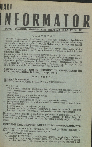 Mali informator, 1982/722