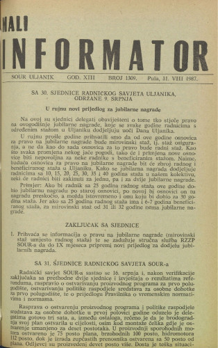 Mali informator, 1987/1309