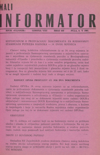 Mali informator, 1981/645