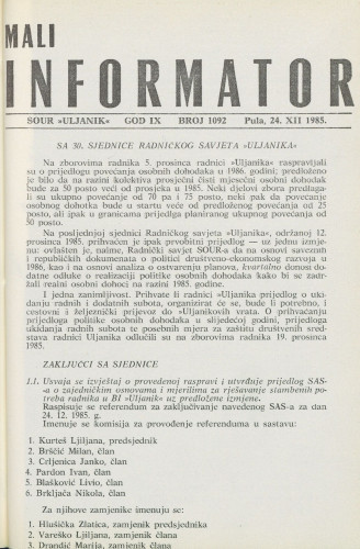 Mali informator, 1985/1092