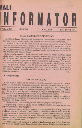 Mali informator, 1991/1703