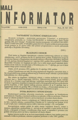 Mali informator, 1991/1736