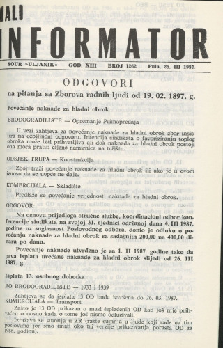 Mali informator, 1987/1262