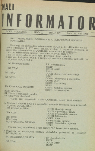 Mali informator, 1984/927
